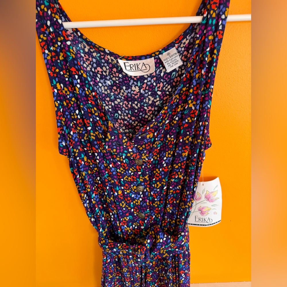 VINTAGE Erika Vibrant Floral Belted Maxi Dress